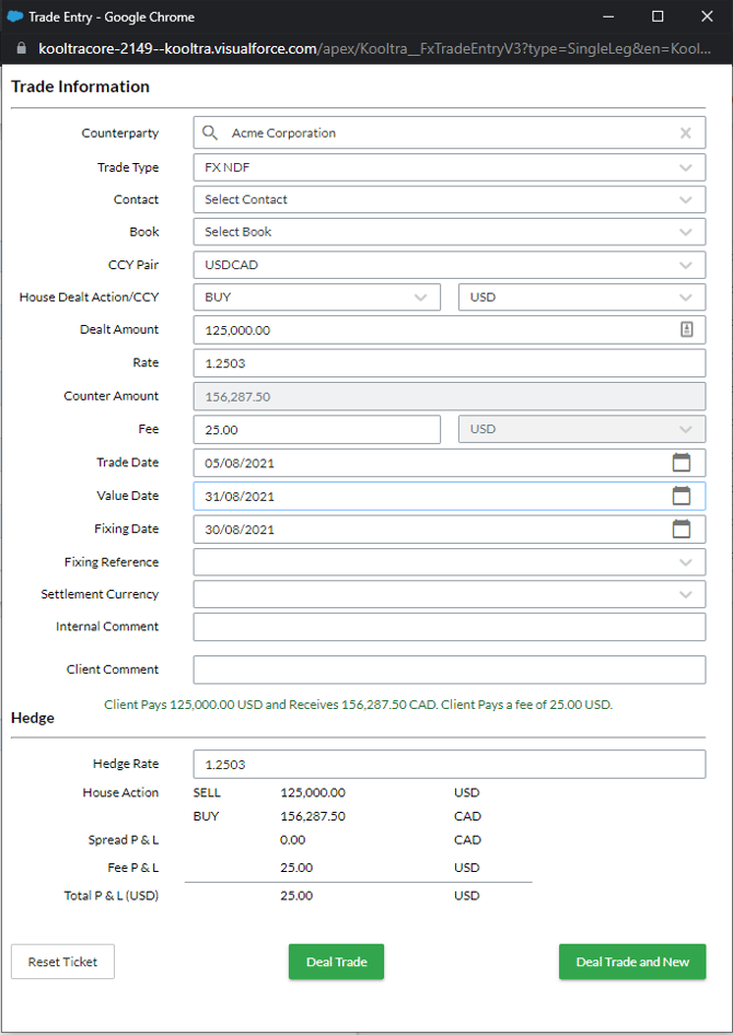 Trade Entry (NDF)